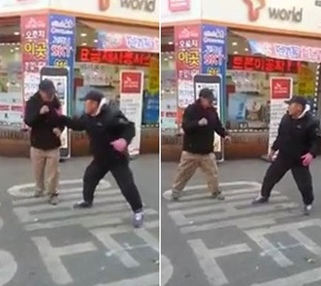 노숙자들의 길거리 맞장 영상이 눈길을 끌었다. / 유튜브 영상 캡처