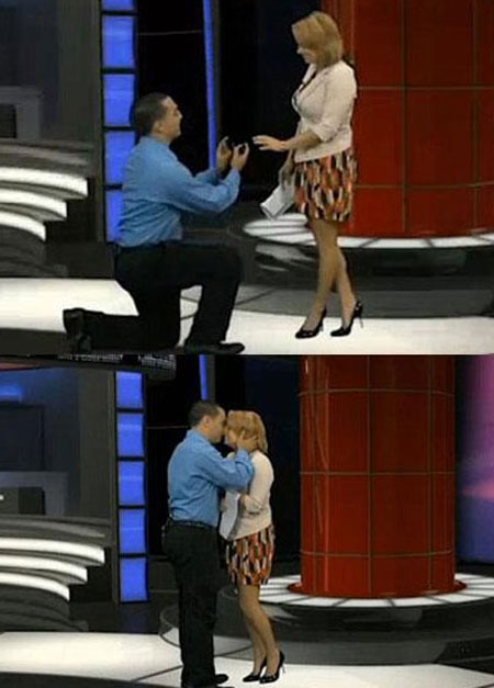 미국 한 지역 방송국의 여성 앵커가 생방송 도중 프러포즈를 받았다. / 유튜브 영상 캡처