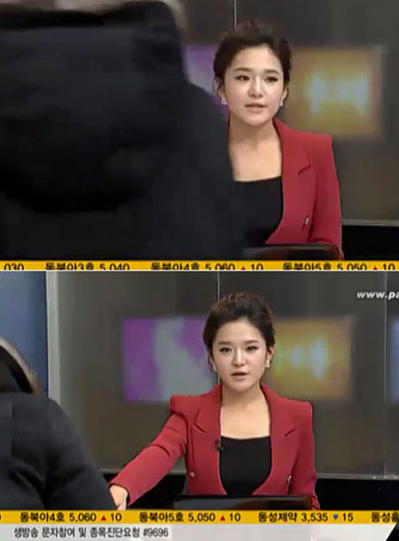 팍스TV 여도은 아나운서가 방송 사고에 대처하는 모습이 화제를 모았다. / 팍스TV 캡처