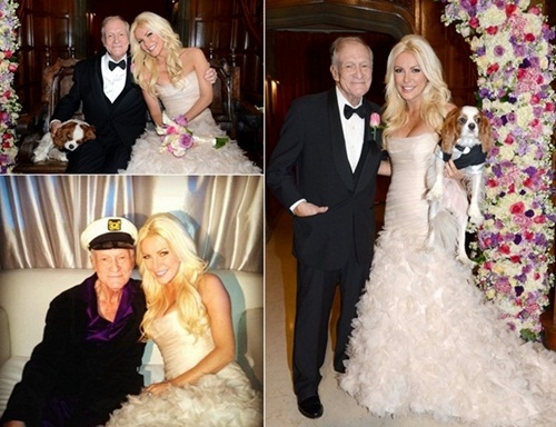 성인잡지 플레이보이 사장 휴 헤프너(왼쪽)가 사랑을 나눈 여성의 수를 밝혀 화제다./휴 헤프너 트위터