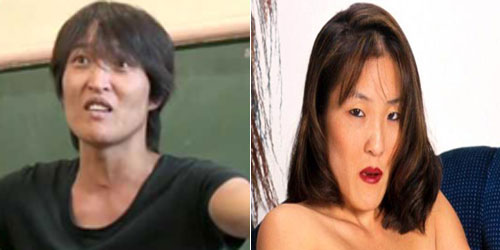 일본 개그맨 치하라 주니어(왼쪽)와 닮은 여성이 AV배우로 밝혀졌다./일본 온라인 커뮤니티 캡처