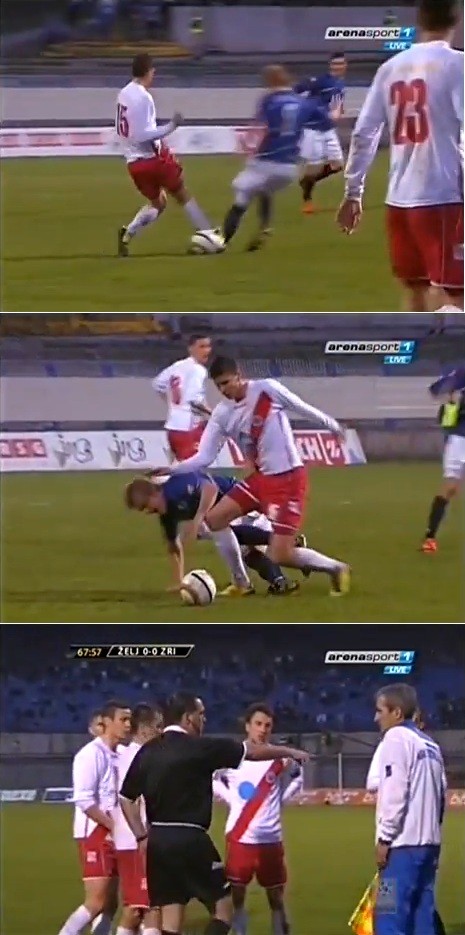 젤레즈니차르 사라예보의 네르민 졸로티치가 경기 중 다리가 부러지는 부상으로 쓰러져 팬들을 안타깝게 하고 있다. / 유튜브 영상 캡처