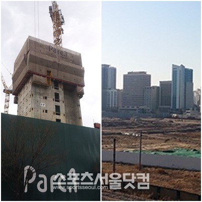 여의도 파크원(왼쪽), 용산개발단지가 건설이 중단됐다.