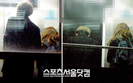 토니안(왼쪽)과 혜리가 한강 근처의 한 건물 엘리베이터를 타고 카페로 향하고 있다.