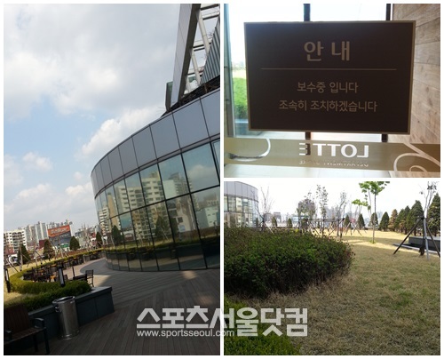 고인은 백화점 7층에서 3층 화단으로 떨어졌다.