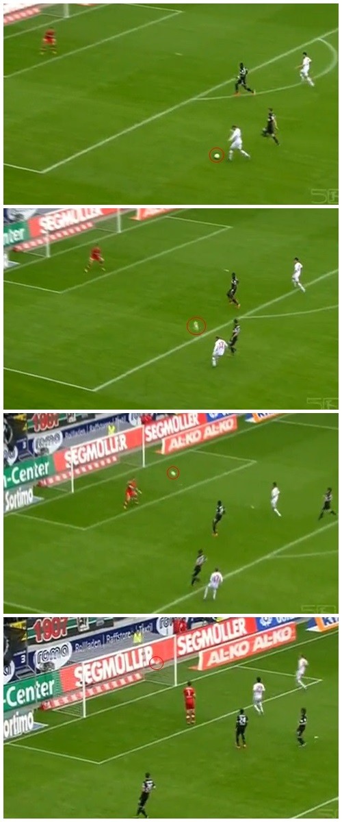 아우크스부르크의 마르셀 데용이 슈투트가르트와의 경기에서 환상적인 칩슛으로 쐐기골에 성공했다. / 유튜브 캡처