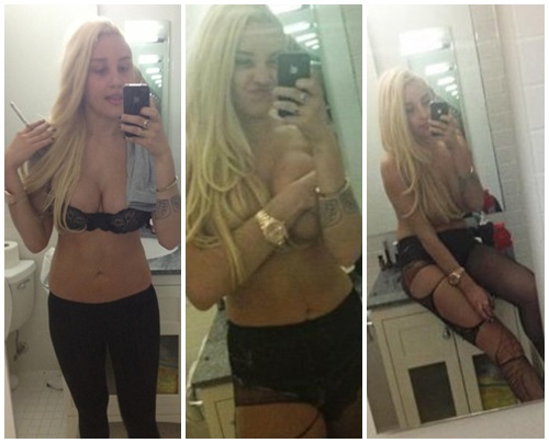 아만다 바인즈가 1일 속옷바람으로 찍은 사진(왼쪽)을 올린 데 이어 상체 누드 사진들을 공개하며 네티즌들의 입방아에 올랐다./아만다 바인즈 트위터