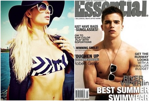 패리스 힐튼(왼쪽)이 연하의 모델 남자 친구 리버 비페리와 결혼하고 싶다는 바람을 밝혀 화제다./ 패리스 힐튼 트위터, 옴므 에센셜