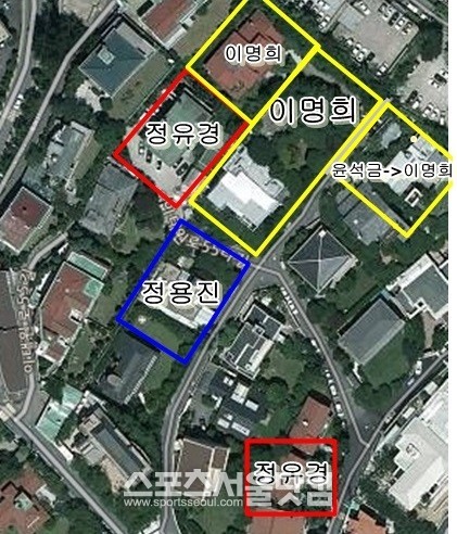 신세계 이명희 회장이 윤석금 웅진그룹 회장의 주택을 사들임에 따라 한남동 일대 신세계 영토는 더욱 넓어졌다. /사진=다음 항공뷰