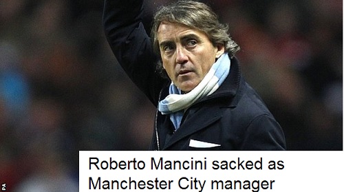지난 시즌 맨시티의 리그 우승을 이끈 로베르토 만치니 감독이 14일 성적 부진을 이유로 전격 경질되면서 후임 사령탑을 향한 관심이 높아지고 있다. / BBC 보도 캡처
