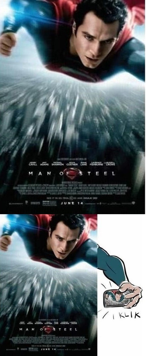 슈퍼맨 포스터의 비밀이라는 제목으로 영화 맨 오브 스틸 포스터를 재미있게 재구성한 게시물이 화제다./온라인 커뮤니티