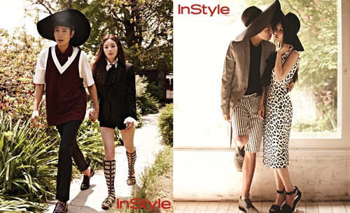 정경호(왼쪽)과 남규리가 보헤미안 느낌 물씬나는 연인으로 변신해 눈길을 끌고 있다./패션지 인스타일 제공