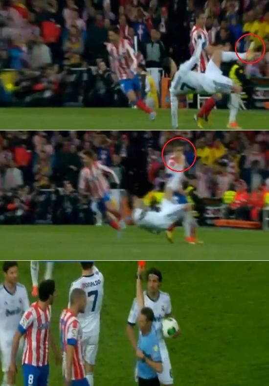 레알 마드리드의 간판 골잡이 크리스티아누 호날두가 18일 아틀레티코 마드리드와 코파 델 레이 결승전에서 연장 후반 10분 퇴장을 당한 끝에 팀의 1-2 역전패를 지켜봐야 했다. / 유튜브 영상 캡처