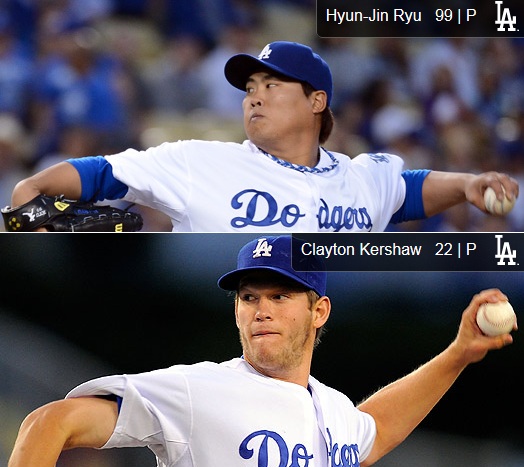 올 시즌 10승을 합작한 류현진과 클레이튼 커쇼가 LA 다저스의 새로운 원투 펀치로 자리매김하고 있다. / MLB.com