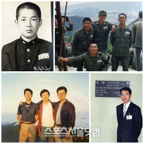 사진 왼쪽 위부터 시계 방향으로 박 의원의 중학교 졸업 사진과 군 복무 시절, 검사로 활동할 때의 모습, 대학 졸업 후 친구들과 함께 찍은 사진. / 박민식 의원실 제공