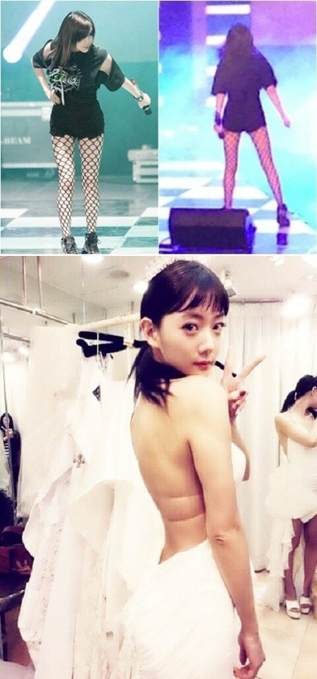달라진 몸매를 자랑한 2NE1 박봄(위)과 깜짝 노출을 선보인 클라라./온라인 커뮤니티, 클라라 트위터