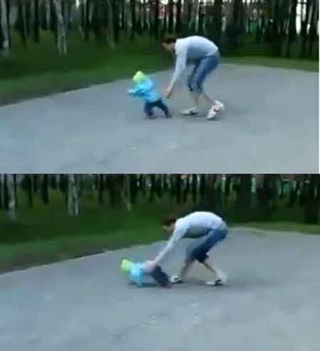 아빠의 순발력이 빛나는 영상이 화제다. / 유튜브 영상 캡처