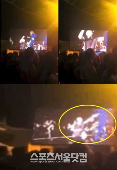 비욘세가 공연 중 남성 관객에게 엉덩을 맞는 황당한 경험을 했다./영상 캡처