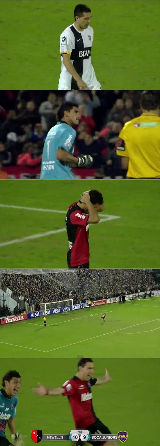 30일 열린 2013시즌 코파 리베르타도레스 뉴웰스와 보카 주니어스의 4강 2차전에서는 승부차기에 돌입한 양팀이 모두 26번의 슈팅을 시도하고 나서야 승리가 가려졌다. / 유튜브 영상 캡처