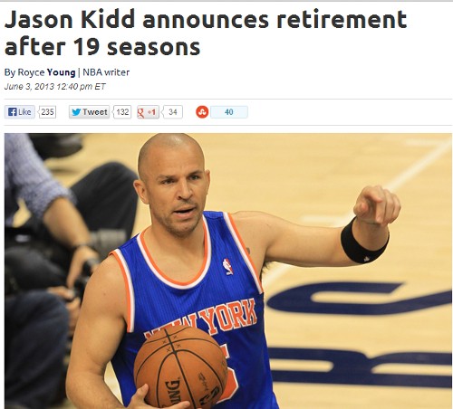 3일 정든 코트를 떠난 미국프로농구(NBA)의 전설 제이슨 키드. / CBS SPORTS 캡처