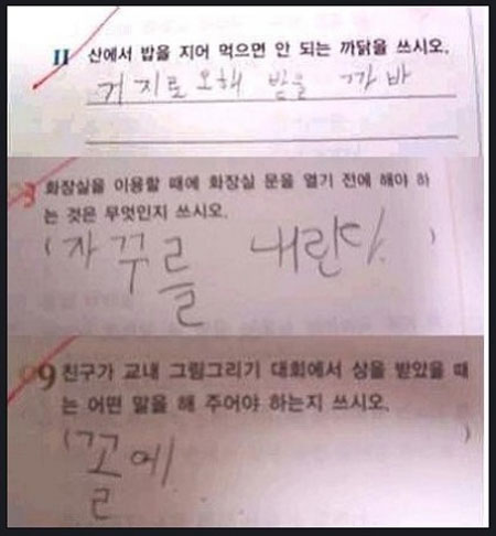 터프한 초딩의 답 2탄이 눈길을 끌고 있다. / 온라인 커뮤니티 캡처