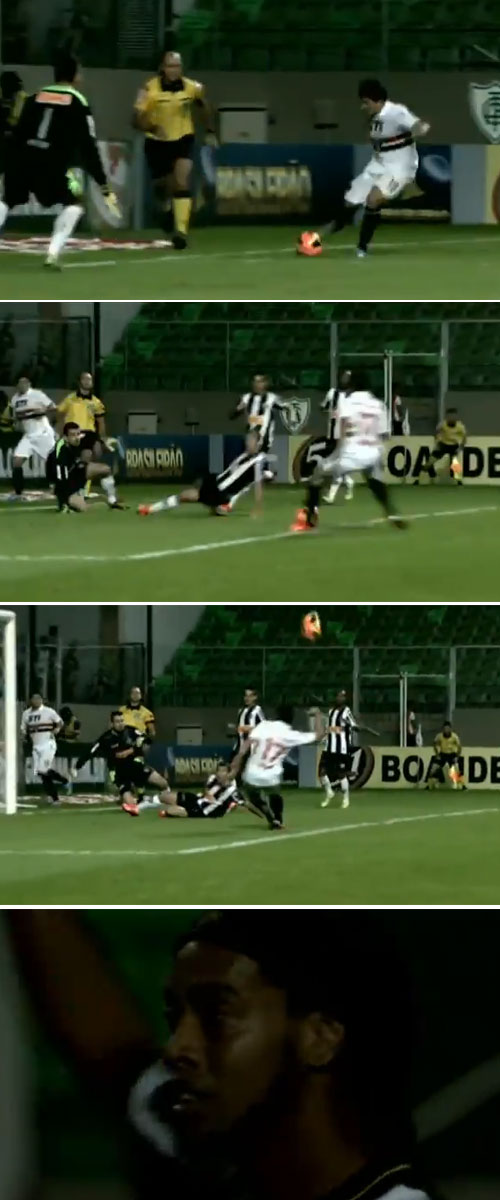 상파울루 공격수 오스발도가 3일 열린 브라질 세리에A 3라운드 아틀레티쿠 미네이루전에서 완벽한 골 찬스를 놓치고 있다. / 유튜브 영상 캡처