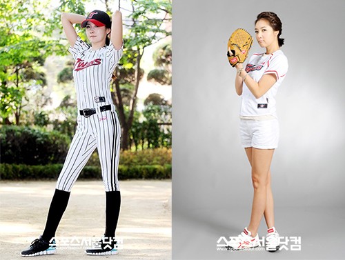 장지은(왼쪽)과 이수정이 차세대 개념 시구녀로 손꼽혔다. /더팩트DB