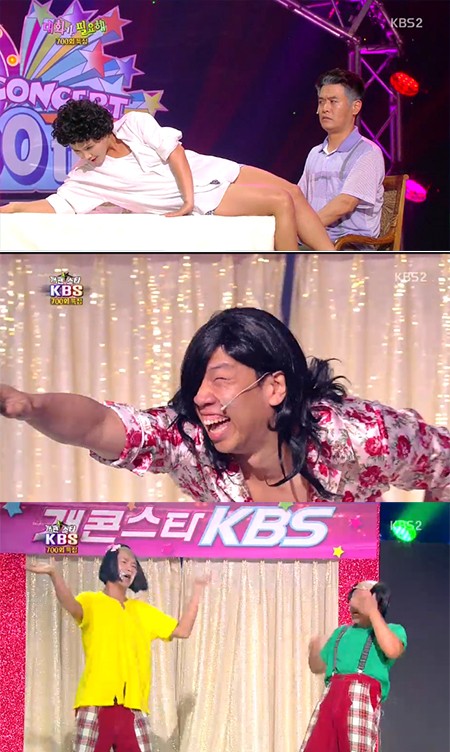 신봉선, 오지헌, 김시덕-정종철(위에서부터)이 개그콘서트-700회 특집에 나와 웃음을 자아냈다. /KBS2 개그콘서트 방송 캡처