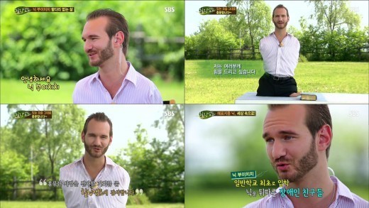닉 부이치치가 SBS 힐링캠프에 출연해 시청자들에게 감동을 전했다./SBS 힐링캠프 방송화면