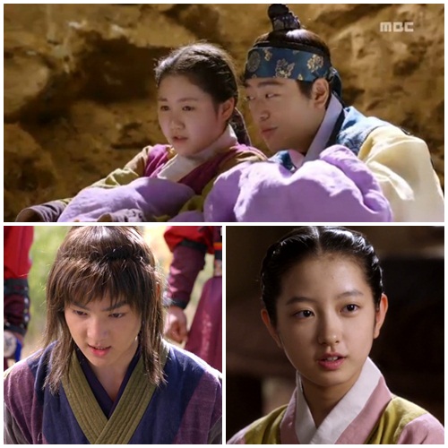 MBC 새 월화드라마 불의 여신 정이의 아역배우들이 명품 연기력으로 등장하자마자 시청자의 눈길을 사로잡고 있다. 진지희, 노영학, 김지민, 박건트(위부터 시계방향)./MBC 불의 여신 정이 방송 캡처