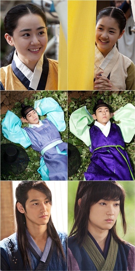 MBC 월화드라마 불의 여신 정이의 출연진인 문근영·진지희, 이상윤·노영학, 김범·박건태(위부터)가 닮은꼴 사진으로 눈길을 끌고 있다./더제이스토리 제공