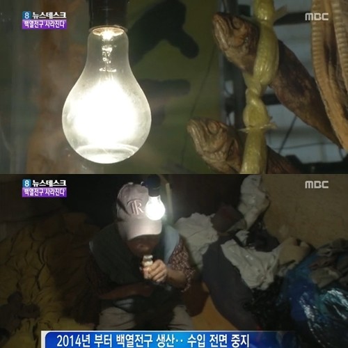 백열등이 단계적으로 판매 금지된다는 소식에 누리꾼들이 관심을 보였다. / MBC 뉴스데스크 방송 화면 캡처