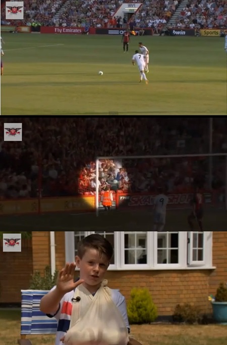 크리스티아누 호날두의 무회전 프리킥을 맨손으로 막은 소년의 팔목이 골절됐다. / 유튜브 영상 캡처