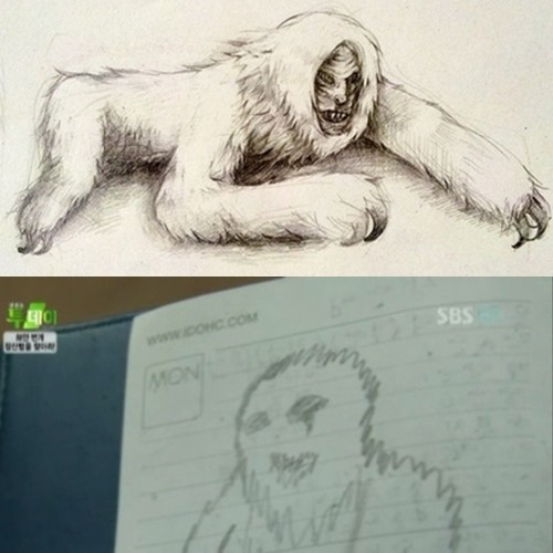 장산범이 유명 웹툰에 등장하면서 실제 존재 여부가 누리꾼들 사이에서 화제다. / 온라인 커뮤니티, SBS 생방송 투데이 화면 캡처