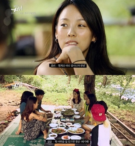 이효리(위)가 걸그룹 스피카에게 전폭적인 지지를 보내고 있다. /온스타일 이효리의 X언니 방송 캡처