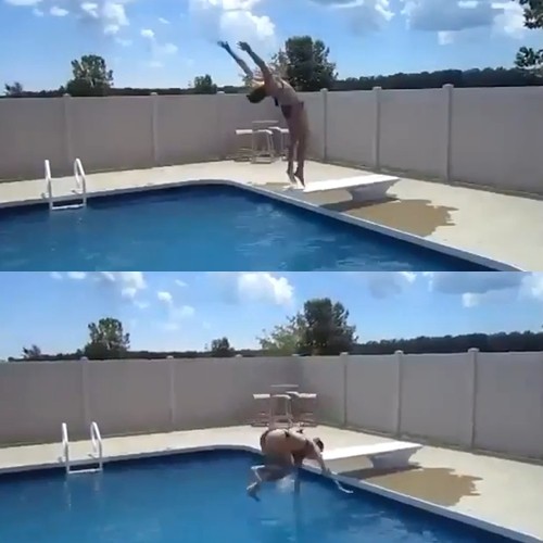 비키니를 입은 여성이 위험한 다이빙 묘기를 보여 누리꾼들의 시선을 모았다. / 해당 영상 캡처