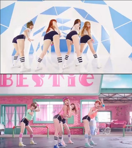 엉덩이춤으로 화제가 된 베스티의 두근두근 뮤직비디오. 베스티는 의도하지 않았지만 뮤직비디오를 보고 팬이 늘어난 것 같다고 이야기했다. / 두근두근 뮤직비디오 캡처