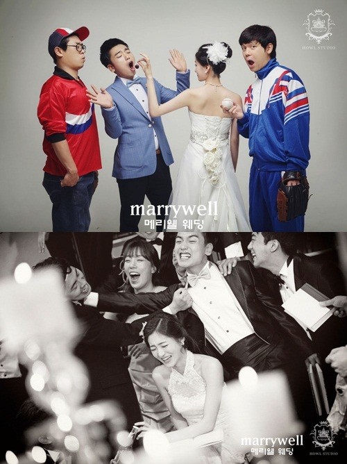 곽범이 오는 10월 19일 결혼을 발표한 가운데, 미모의 예비신부와 웨딩화보를 행복하게 촬영하고 있다./메리웰웨딩 제공