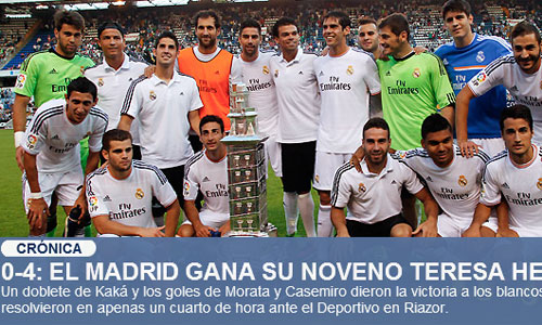 30일 열린 데포르티보 라 코루냐와 친선 경기에서 4-0으로 승리한 레알 마드리드 선수들이 포즈를 취하고 있다. / 레알 마드리드 홈페이지