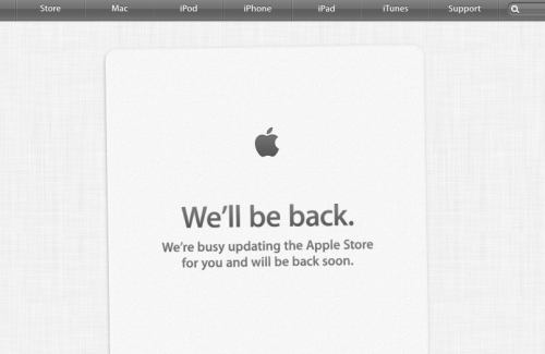 애플 온라인 스토어가 신제품 발표를 앞두고 10일(현지시각) 운영을 일시 중단했다./애플 온라인 스토어 캡처