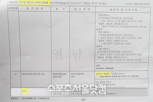 박상아 씨 소유의 경기 용인시 수지구 죽전동의 아파트도 세금 체납으로 압류된 상태다. / 등기부등본 캡처