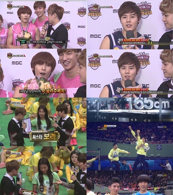 신인 아이돌이나 그룹 내에서 인지도가 없던 멤버들은 운동 프로그램에 출연해 새로운 면모를 보여주며 이름을 알리기도 한다. 이런 탓에 신인 아이돌이나 무명 그룹에게 인지도 있는 운동 프로그램은 꿈의 무대라고 해도 과언이 아니다./MBC 아이돌 육상 선수권대회방송 캡처