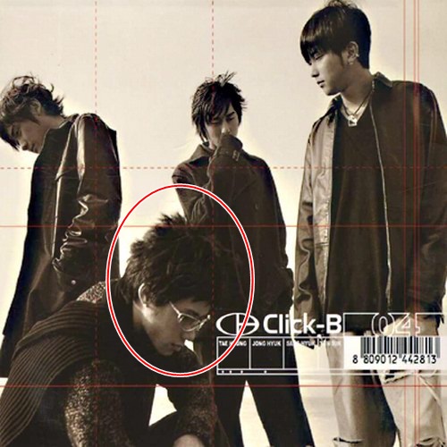 노민혁, 하현곤, 유호석 탈퇴 후 오종혁(빨간 동그라미 안)과 나머지 멤버들은 4인조 댄스그룹으로 재정비하고 클릭비의 4집 앨범을 발표하며 활동을 이어나갔다./클릭비 4집 앨범 클릭비 4 재킷 사진