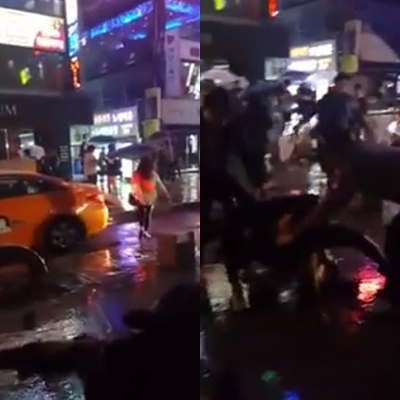 길 가는 연인에게 폭력을 행사한 남성들이 누리꾼들 사이에서 화제다. / 유튜브 영상 캡처