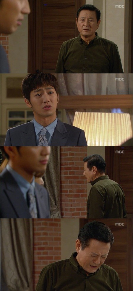 박근형(맨 아래)이 6일 오후 방송된 MBC 주말드라마 사랑해서 남주나에서 이상엽과 다투며 아버지로서 자식을 걱정하는 마음을 그려내고 있다./MBC 사랑해서 남주나 방송 캡처