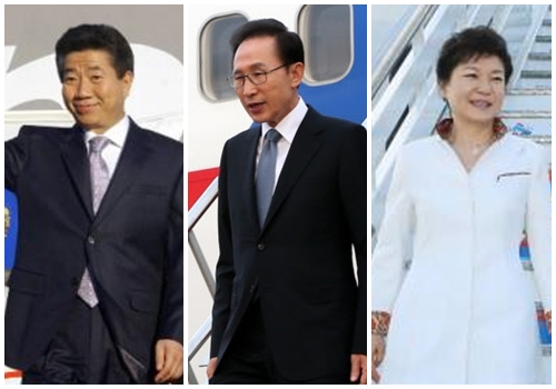 우리나라 대통령들은 임기 동안 많게는 49번의 해외 순방에 나섰다. 사진은 지난 2004년 인도·베트남 국빈 방문을 마치고 돌아오는 노무현 전 대통령, 지난해 인도네시아를 방문한 이명박 전 대통령, 지난달 러시아 순방에 나선 박근혜 대통령의 모습(왼쪽부터). / 서울신문 제공, 청와대 페이스북