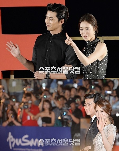 영화 결혼전야로 호흡을 맞춘 배우 이연희와 옥택연은 레드카펫 행사와 무대 인사에 나란히 팔짱을 끼고 등장했다./최진석 기자