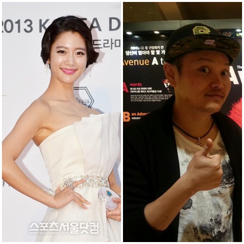 클라라(왼쪽)가 김민교를 응원하기 위해 MBC 단막극 아프리카에서 살아남는 법 촬영장을 깜짝 방문했다./남윤호 기자, 김민교 트위터