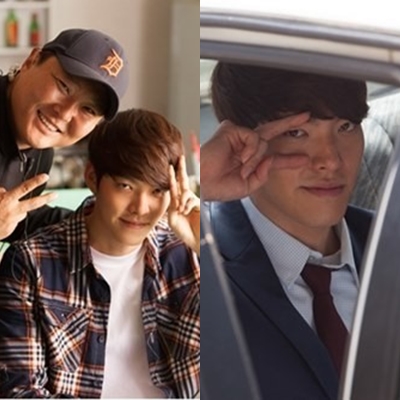 배우 김우빈이 영화 친구2 촬영장에서 반전 매력을 보였다./ 영화 친구2 촬영장 스틸 사진