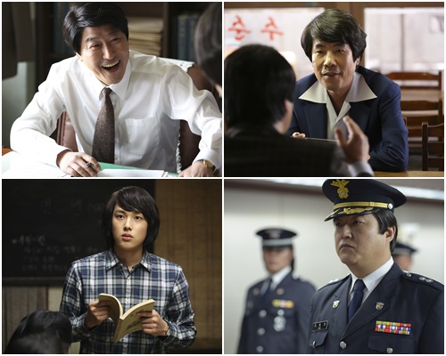 영화 변호인이 송강호 오달수 곽도원 임시완(왼쪽 위부터 시계방향) 등 화려한 멀티 캐스팅을 자랑해 눈길을 끈다./영화 스틸컷